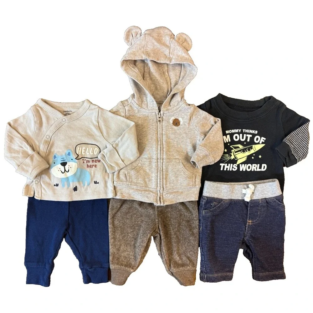 Baby Boy Newborn Outfits Shirts Pants‎ Bodysuits Long Sleeved Clothes Lot Jacket